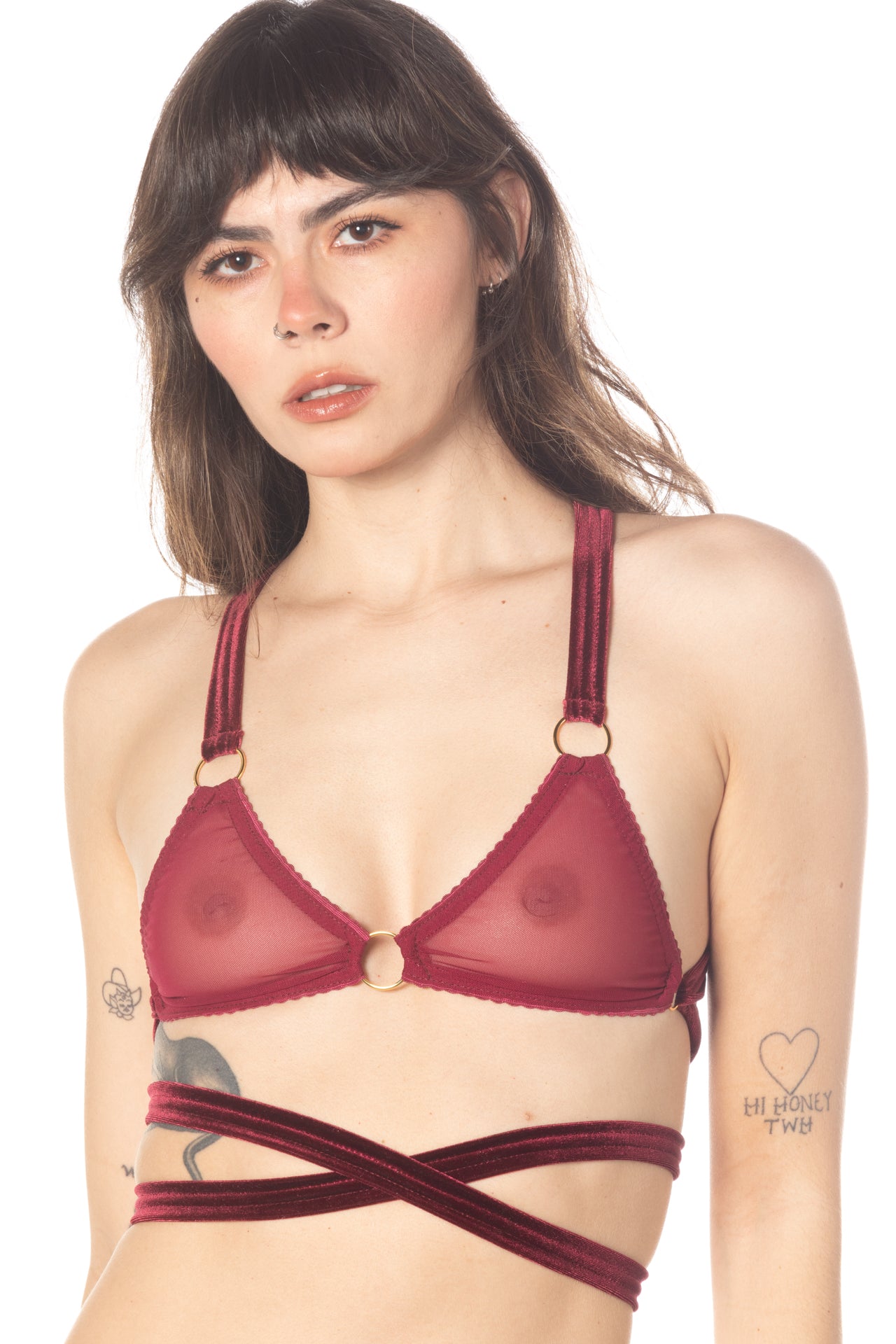 Rts Cherry Coded mesh pirouette triangle bralette