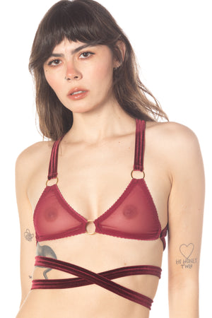 Rts Cherry Coded mesh pirouette triangle bralette