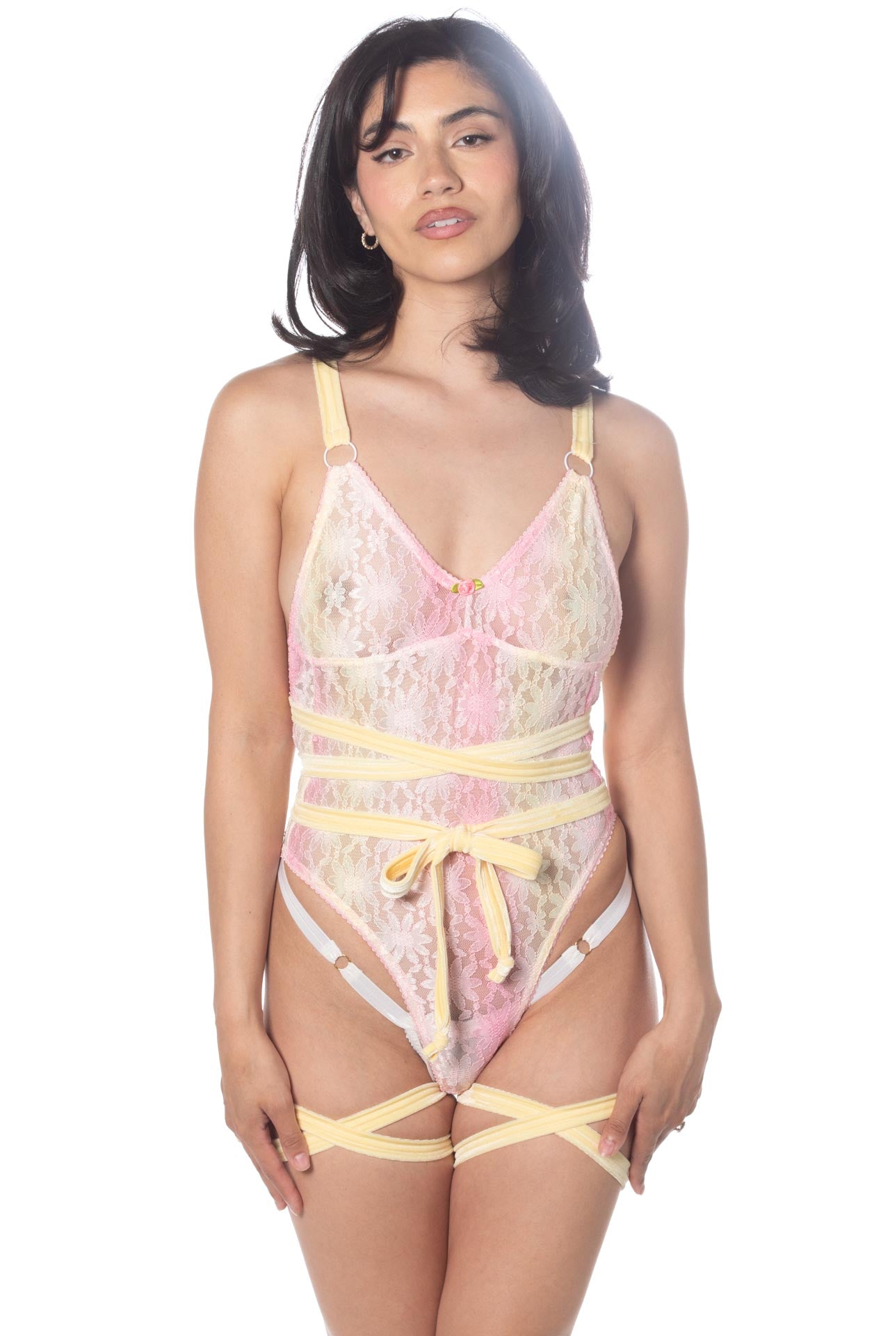 Sun Kissed Lace Pirouette Ouvert Harness Bodysuit- RTS