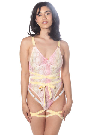Sun Kissed Lace Pirouette Ouvert Harness Bodysuit- RTS