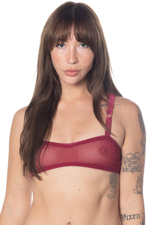 RTS cherry coded mesh sweetheart bralette