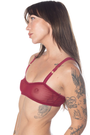 RTS cherry coded mesh sweetheart bralette
