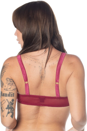 RTS cherry coded mesh sweetheart bralette