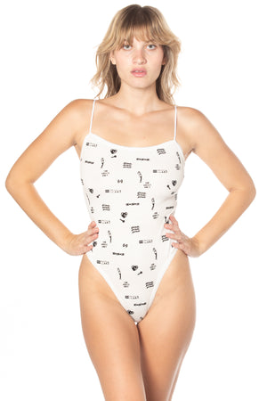 Cotton strappy thong bodysuit