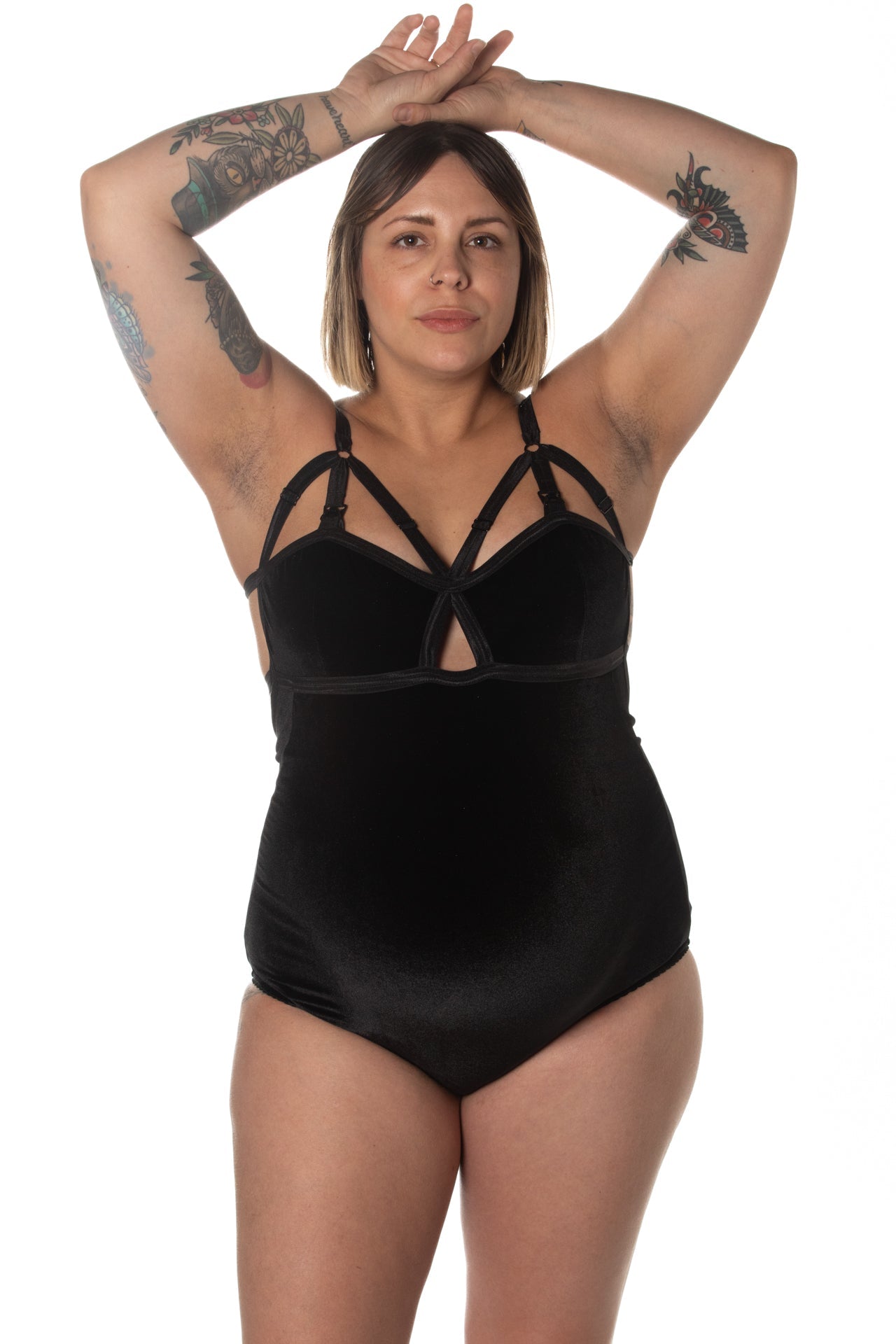 Velvet v-strap nursing bodysuit
