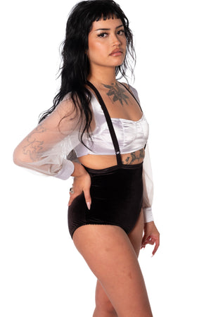 Velvet suspender briefs