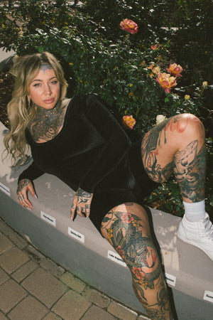 RTS MAMBA VELVET LONG SLEEVE SHORT CATSUIT