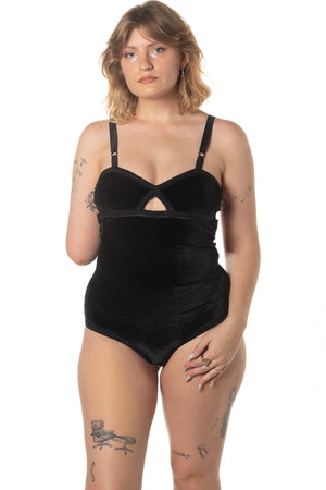 Velvet ouvert bodysuit