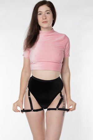 Velvet harness thong underwear