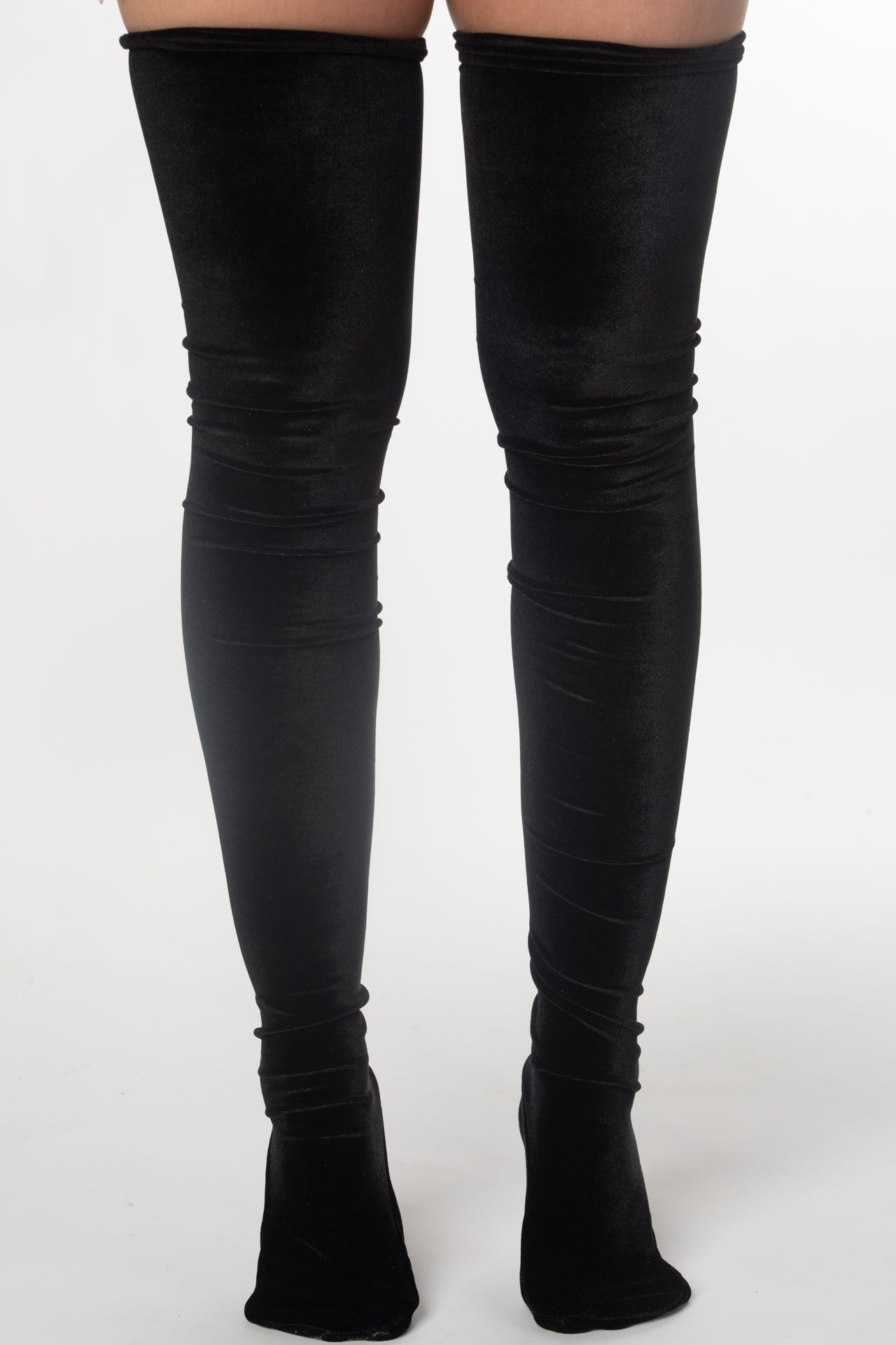 Velvet over the knee socks