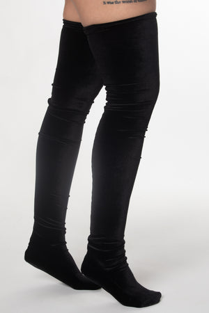 Velvet over the knee socks
