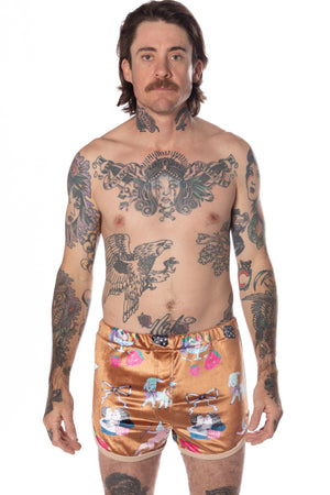 RTS 69 TEARZ PRINTED VELVET TRACK SHORT