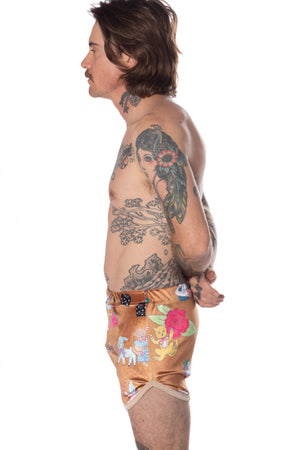 RTS 69 TEARZ PRINTED VELVET TRACK SHORT