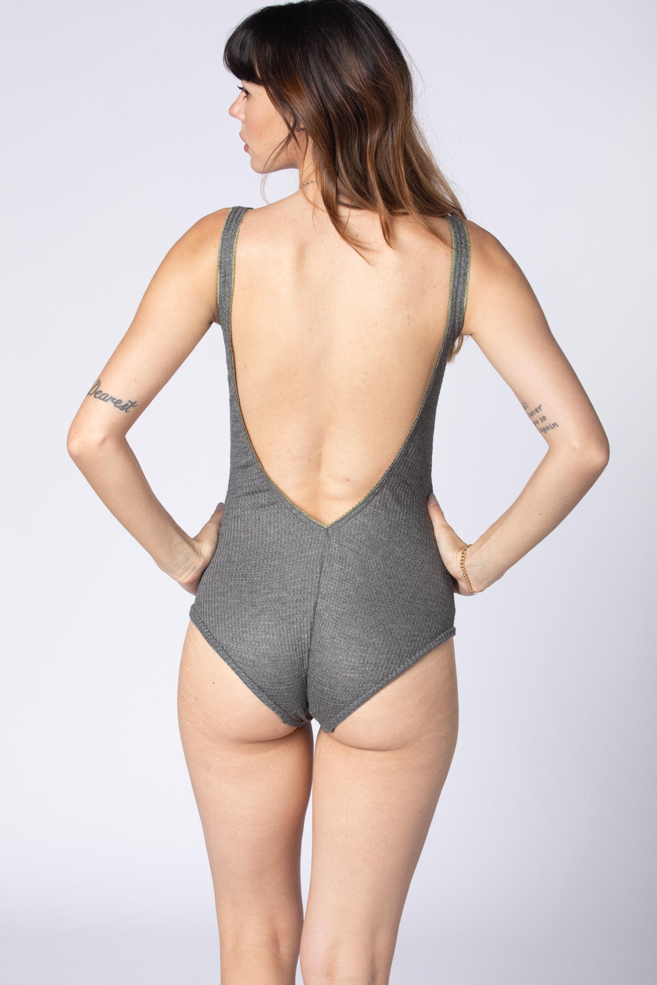 SMOKEY MOUNTAIN ZIP FRONT PLUNGE BACK BODYSUIT