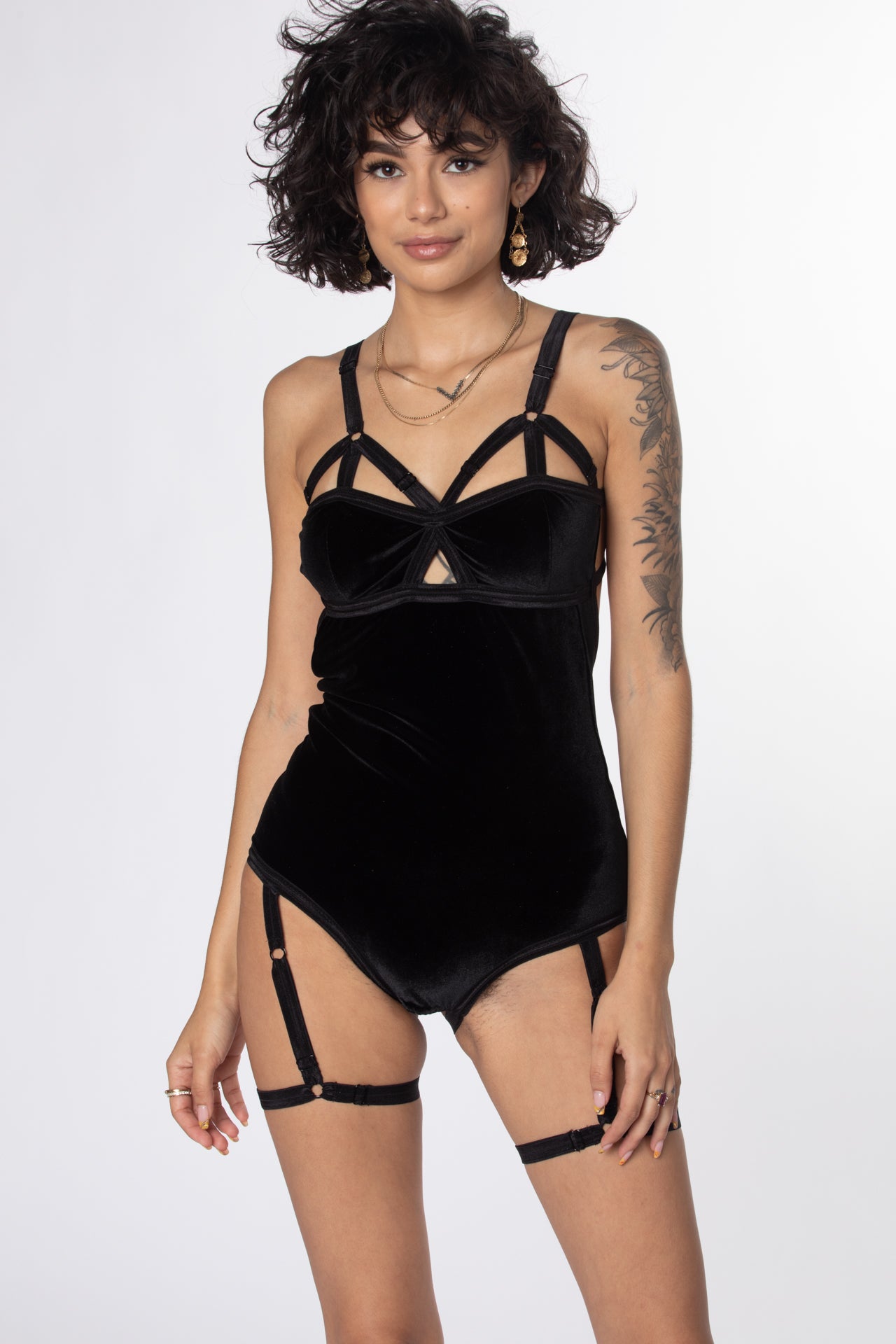 RTS MAMBA VELVET OUVERT HARNESS BODYSUIT