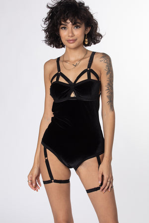 RTS MAMBA VELVET OUVERT HARNESS BODYSUIT