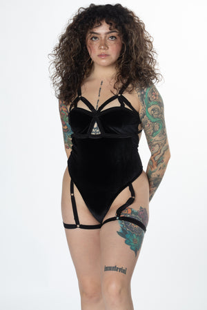 RTS MAMBA VELVET HARNESS THONG BODYSUIT