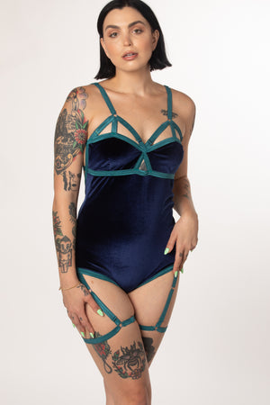 RTS EQUINOX VELVET OUVERT HARNESS BODYSUIT
