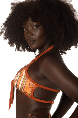 RTS NATURAL SHROOM HALTER TIE SWIM TOP