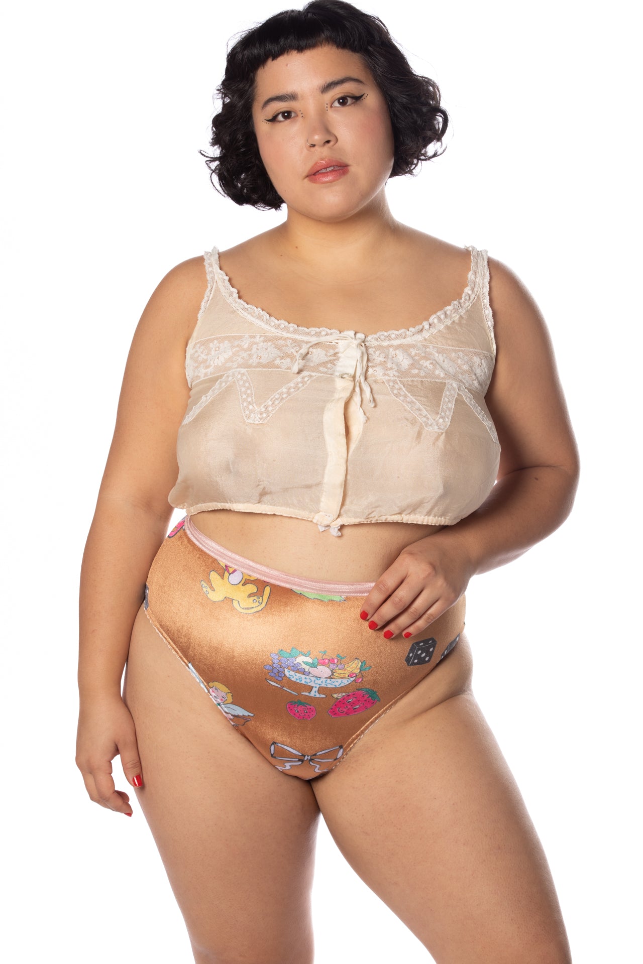 RTS 69 TEARZ PRINTED VELVET HIGH-WAIST THONG UNDERWEAR