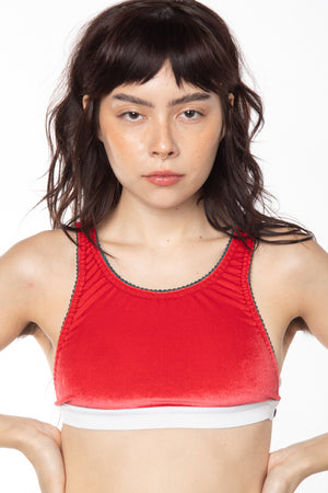 RTS BLITZ VELVET PETAL CROP BRALETTE