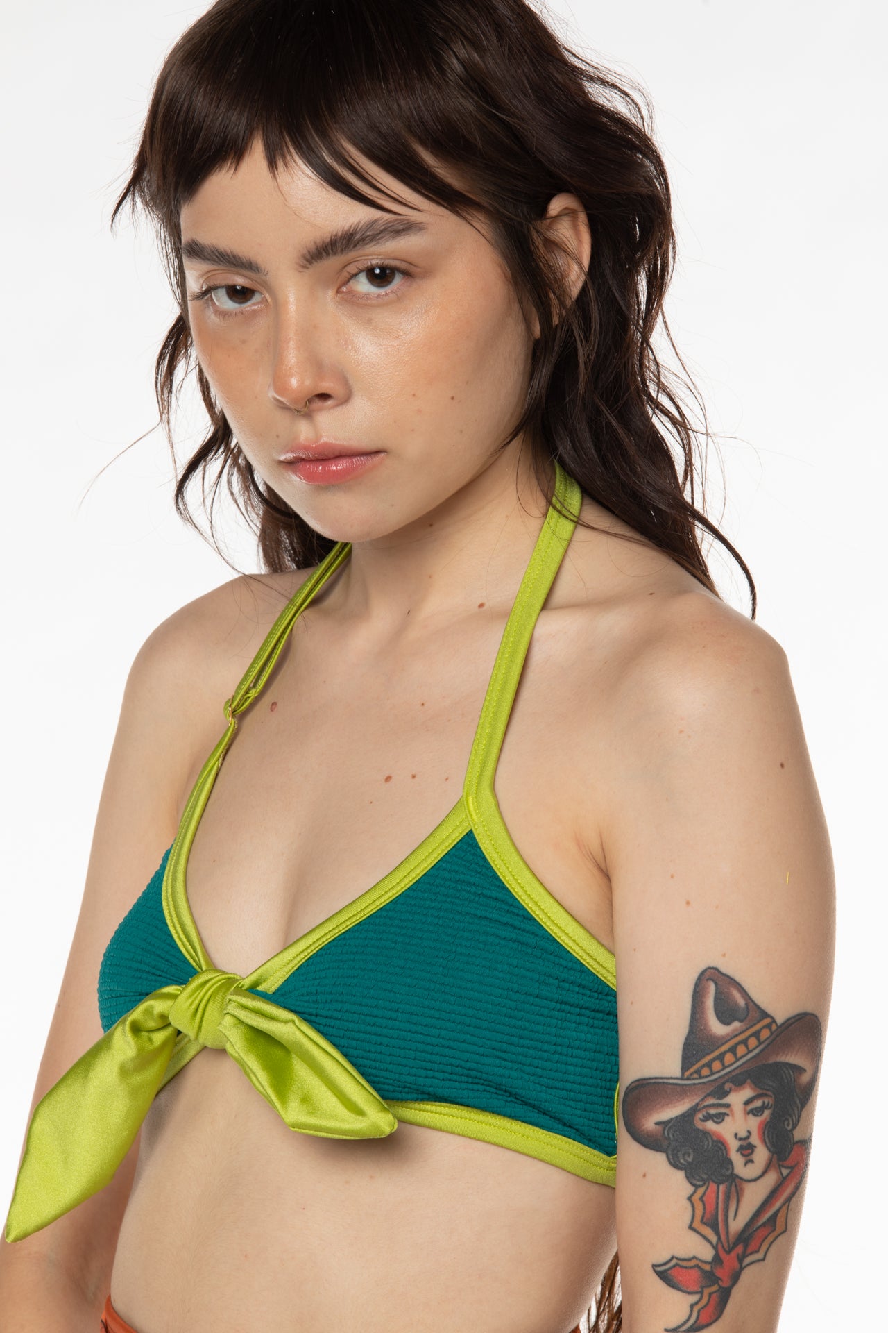 RTS MONSTERA TIE HALTER SWIM TOP