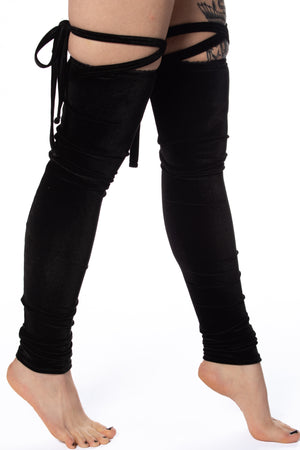 Velvet pirouette leg warmers