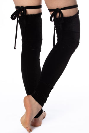 Velvet pirouette leg warmers