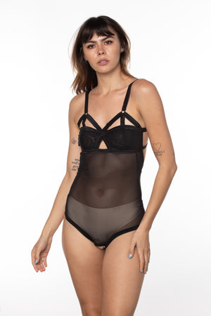 RTS JAG MESH OUVERT V-STRAP BODYSUIT